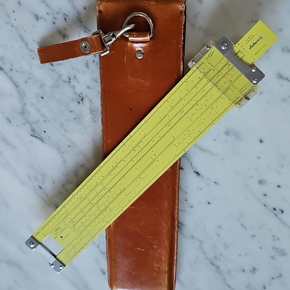 Vintage Pickett N-3-ES Power Log Exponential Slide Rule With Leather Case